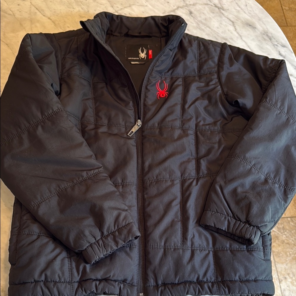 Spyder Black Puffer Jacket Quilted Design
